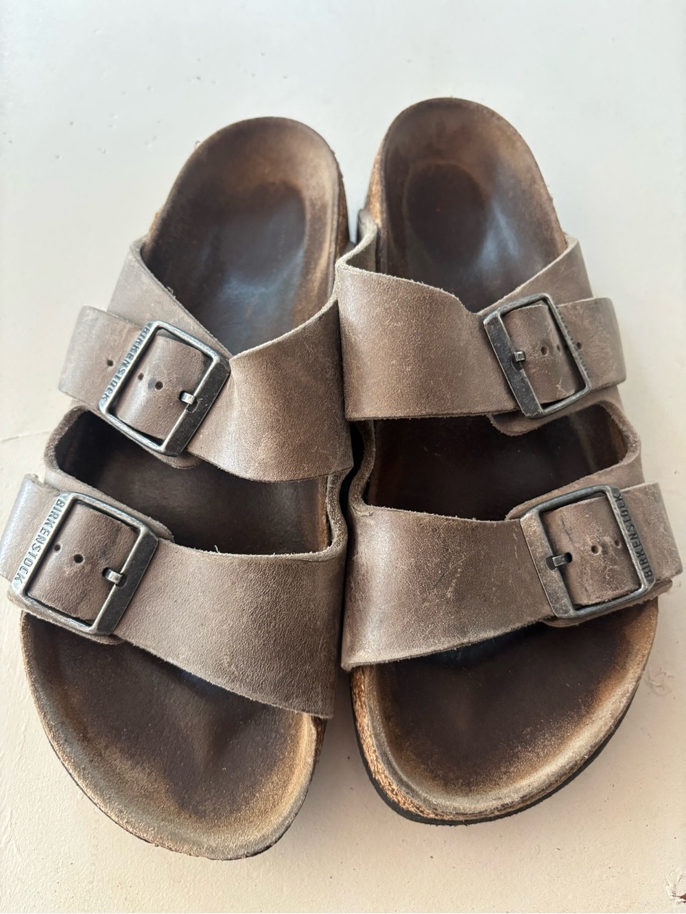 Brown Double-Buckle Suede Slide Sandals